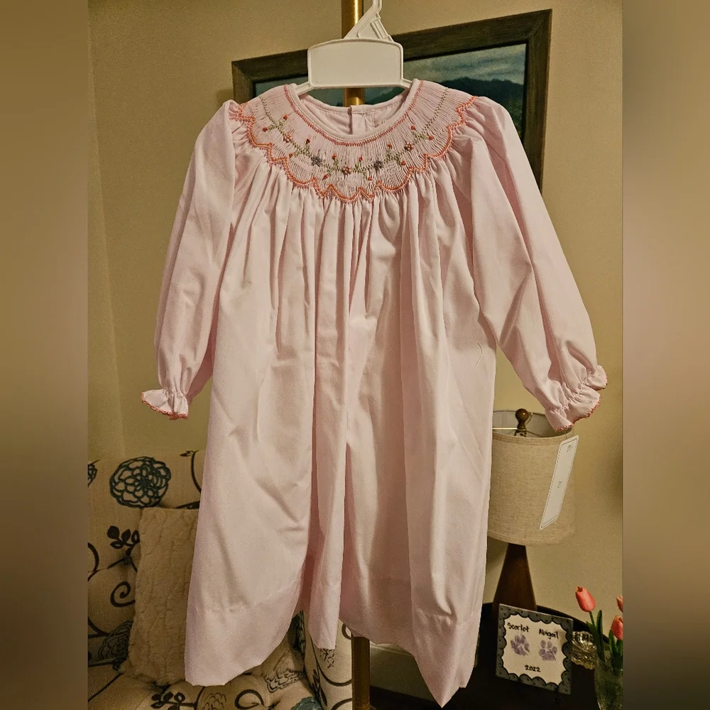 NWT Petit Amu Pink Floral Smocked Bishop Dress Sz 2T